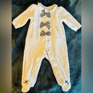 Little me, white and black warm material long sleeve bodysuit size 9M